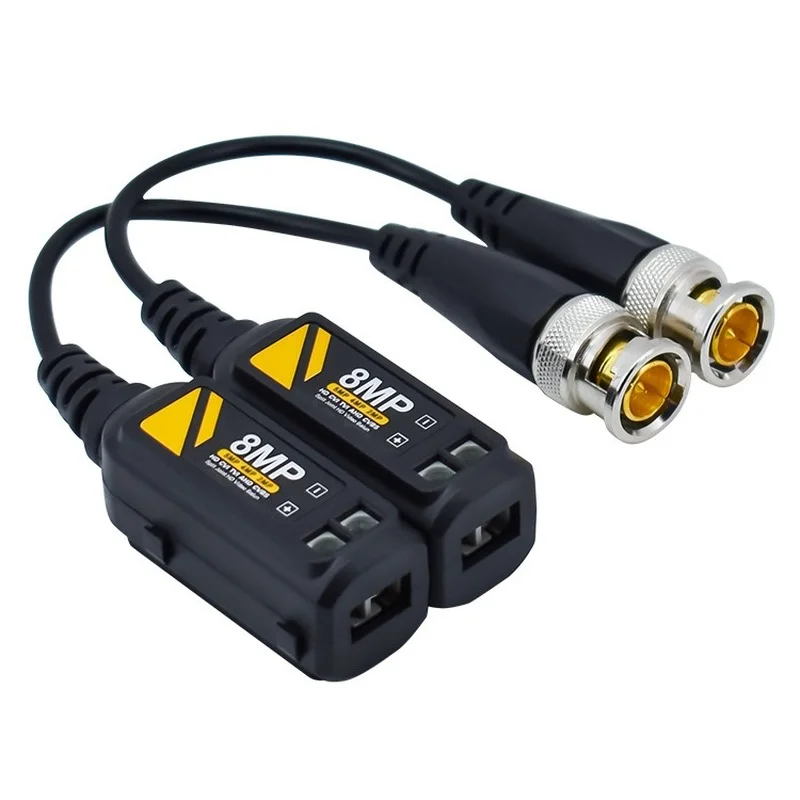

1Pairs 8MP BNC Video Balun Connector Transmission Twisted Pair Transmitter Cctv Cable Support HD 8MP AHD/CVI/TVI Camera