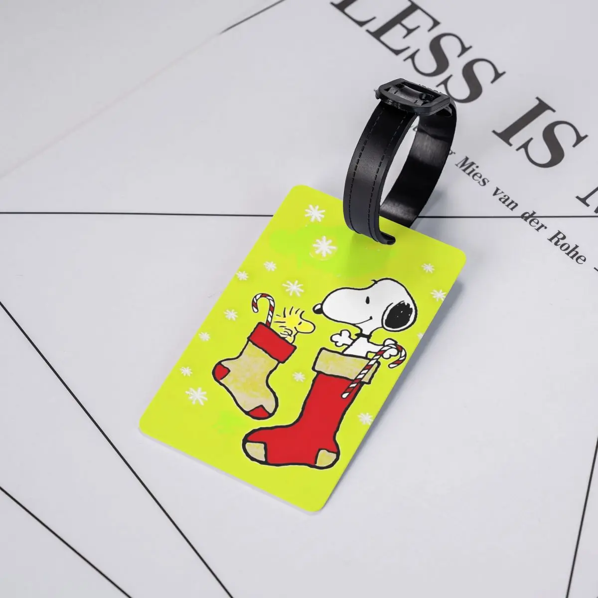 Luggage Tag Cute Cartoon Snoopy Christmas Portable Label Name ID Address Bag Case Tags for Unisex Baggage Gift