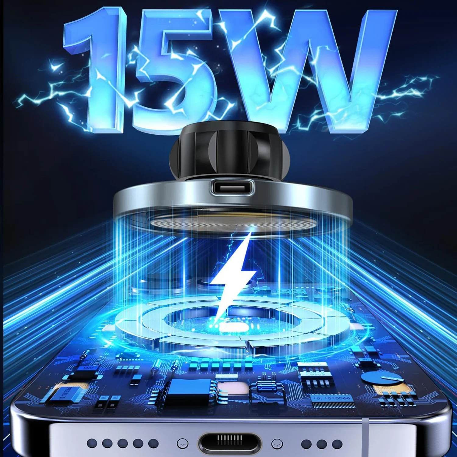 UYUXIO Magnetic Wireless Car Phone Charger Adapter 15W Air Vent Holder for iPhone 16 15 14 13 12 Pro Max Plus