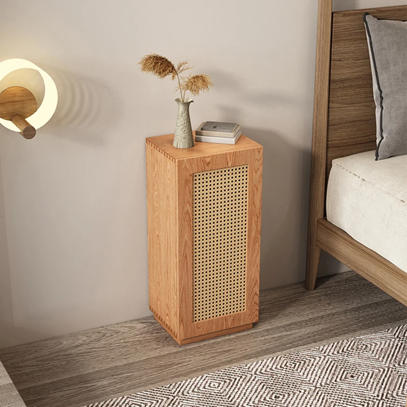 

Modern Minimalist Nightstands Solid Wood Bedroom Bedside Rattan Storage Mobile Cabinet Dressers Meuble Home Furniture FY15YH