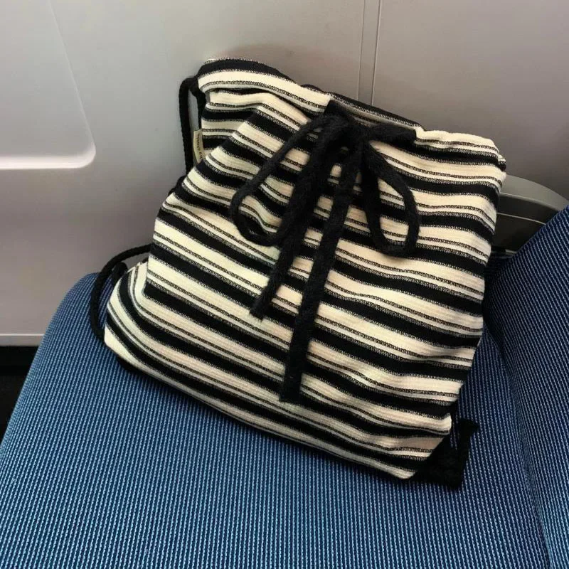 Полосатые рюкзаки для женщин школьные сумки на плечо 2024 модный женский