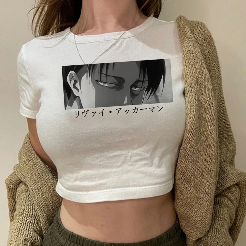 

attack on titan fairy grunge 90s streetwear crop top Female manga cute gothic graphic cropped tshirt