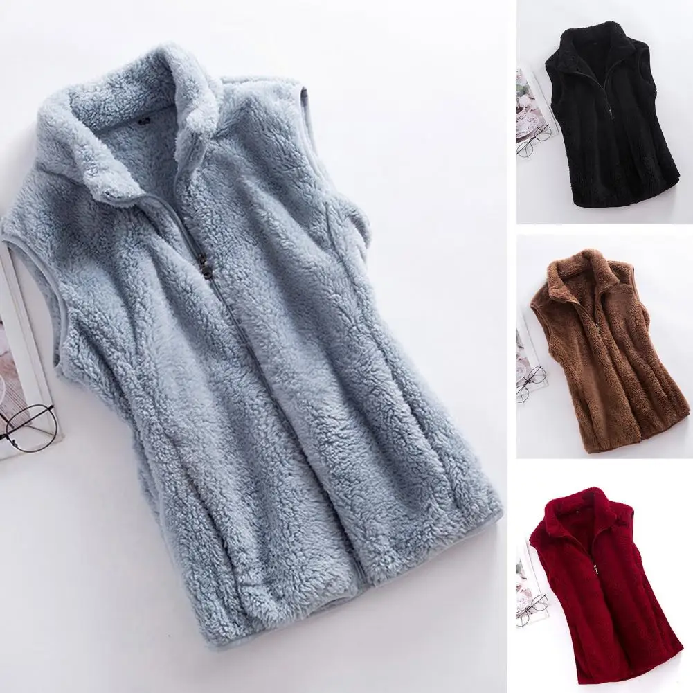 

Sleeveless Cozy Winter Vest for Women High Collar Soft Plush Cold Resistant Stay Warm Outdoors Sleeveless High Collar