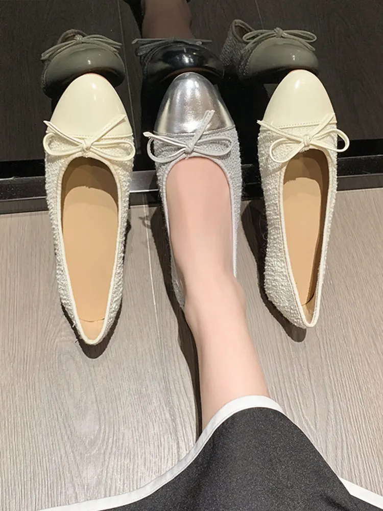 

Туфли-лодочки Женские повседневные, балетки, Мокасины, мягкие, заостренный носок, бант, плоская подошва, летняя обувь, 2023