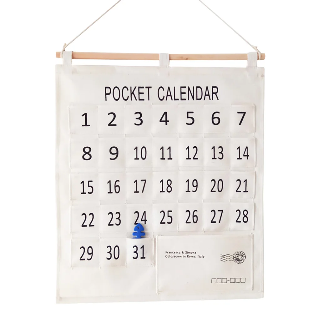 

Wall Decor Hanging Bag White Lightweight Storage Indoor Office Mini Pocket Space Saving Home Calendar Multi Pouches Cotton Linen