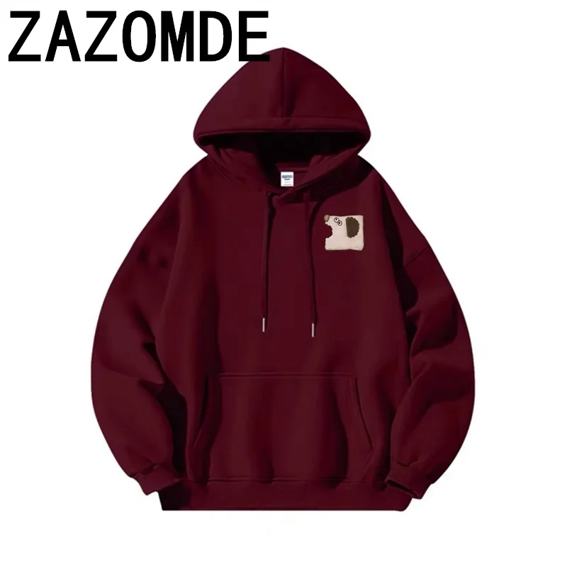 Толстовка с капюшоном ZAZOMDE принтом милой собаки Мужская Осенняя хлопковая