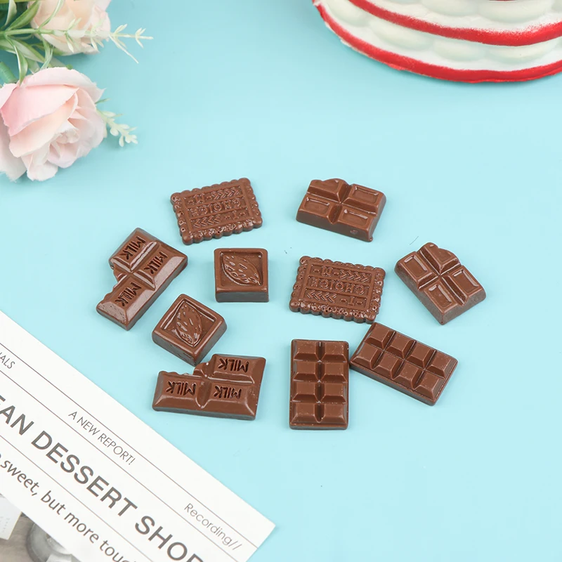 10Pcs 1:12 Dollhouse Miniature Chocolate Snacks Model Food Accessories For Doll House Decor Kids Pretend Play Toys Gift