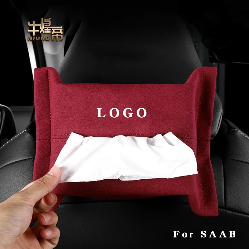 

Car Suede Tissue Bag Protector Cover For SAAB 93 95 96 99 9-3 9-5 9-2X 900 9000 WF Car Seat Back Tissue Box Interior Accessories