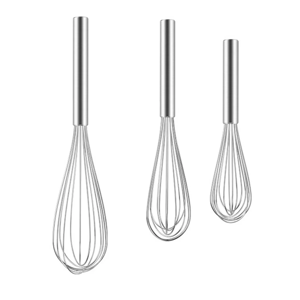 

3pcs Stainless Steel Whisk Rust-proof Wire Set Egg Beater Manual Sturdy Kitchen Egg Whipper