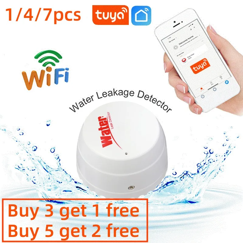 

WiFi TUYA Water Leak Detector Flood Sensor Water Tank Full Water Linkage Alarm Smart Life APP Remote Monitoring Protection