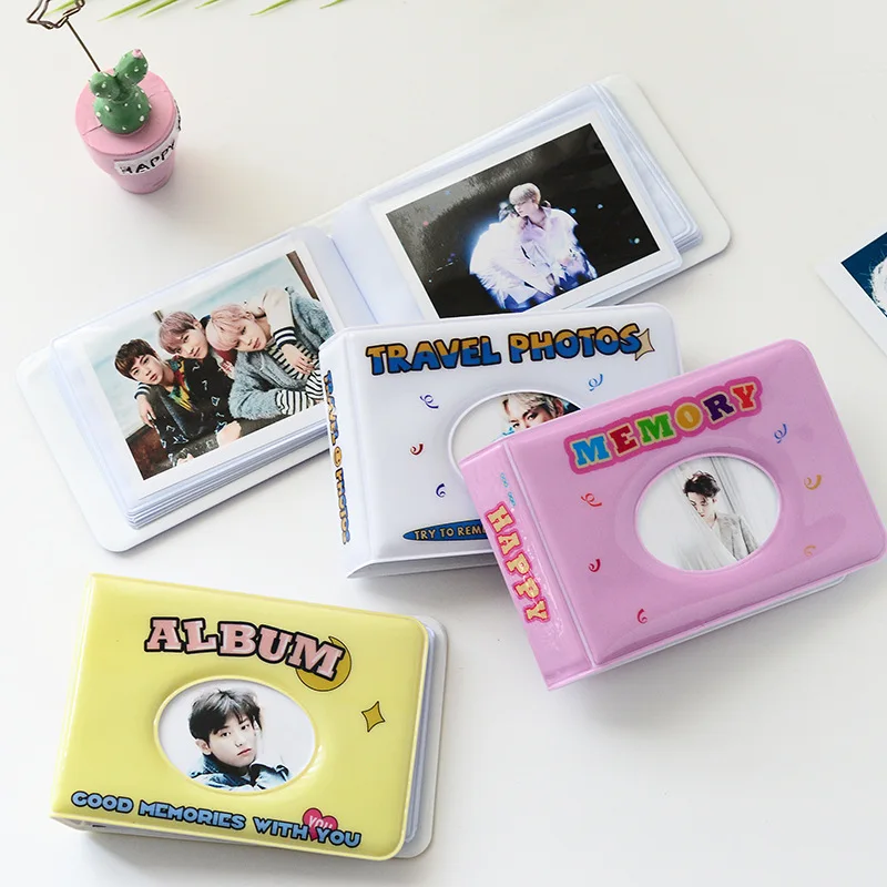 

3 Inch Purple Pink Yellow White Cartoon Circular Album Hold 36 Photos Instax Album Kpop Card Binder Cute Photocard Holder 2022