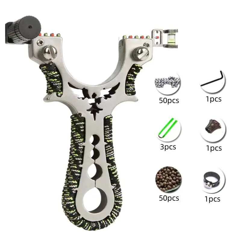 

Stainless Steel Slingshot Outdoor Hunting High-Precision Shooting Game With Flat Rubber Belt Shooting Accessories Brand new