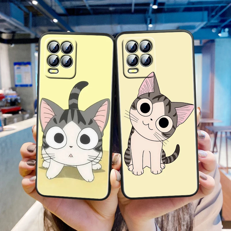 

Cartoon Hot Cute Cat Meow For OPPO Realme Narzo 30 8 7 6 5 3 2 Pro Global C15 C2 C1 5G Silicone TPU Soft Black Phone Case
