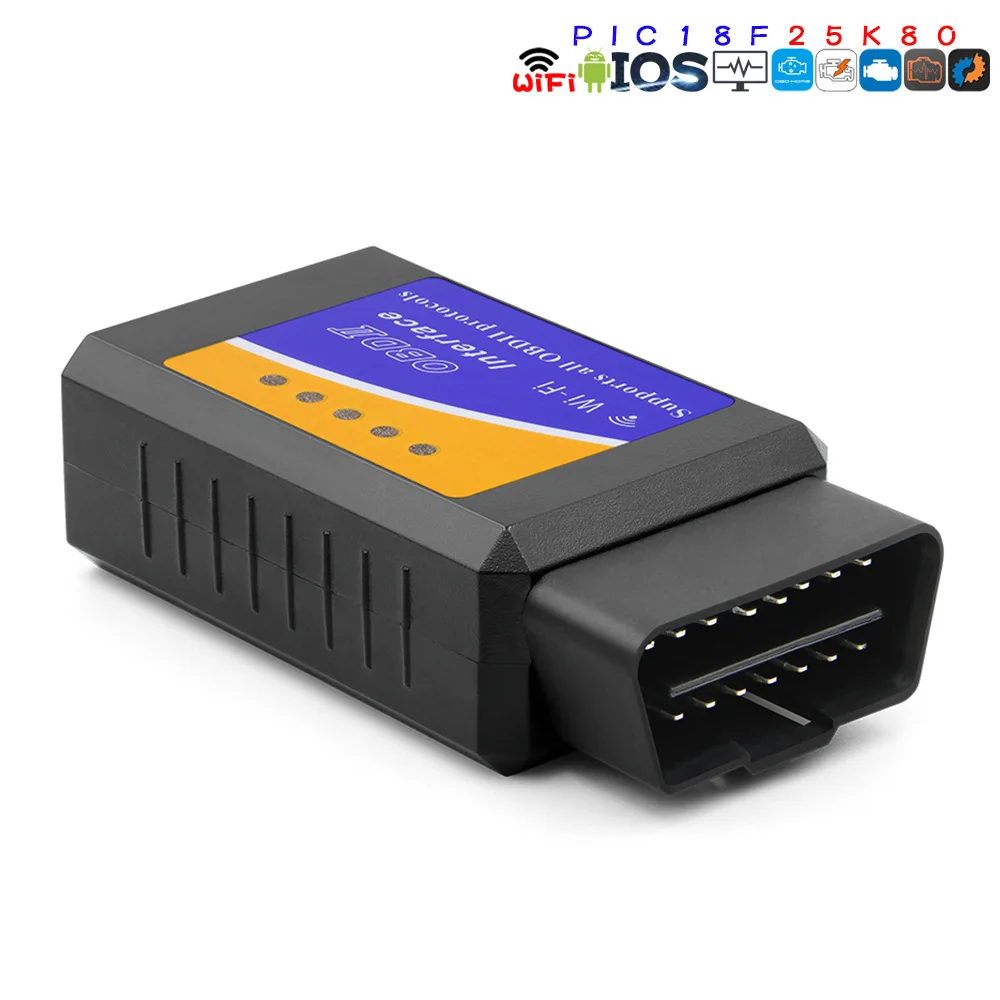 Сканер PIC18F25K80 ELM327 WIFI V1.5 OBD2 для iOS считыватель кодов автомобилей Elm-327 Wi-Fi V 1 5 ELM 327 OBD 2