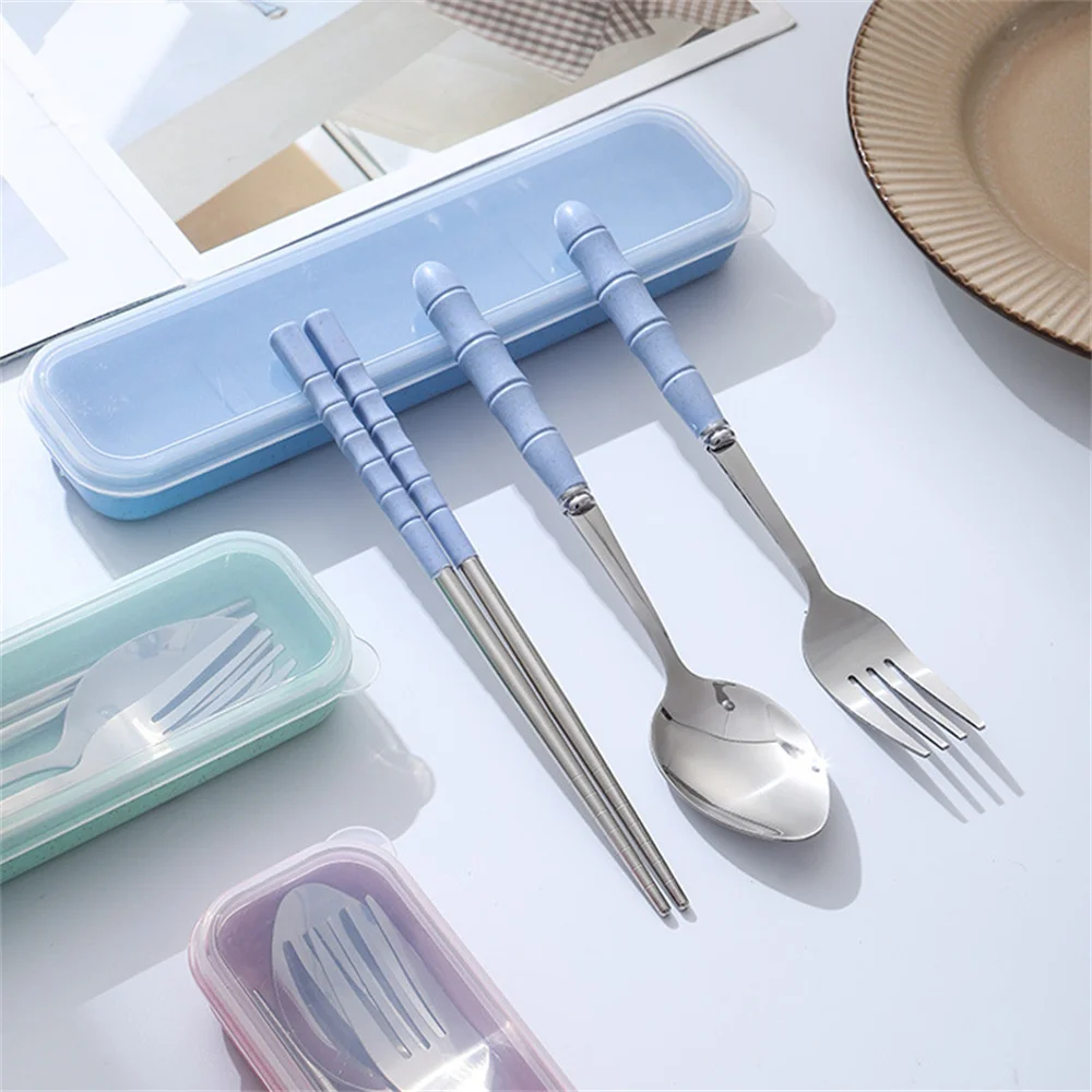 

Stainless Steel Portable Cutlery Set Storage Box Student Chopsticks Box Travel Fork Spoon Chopsticks Dinnerware Organizer Bin