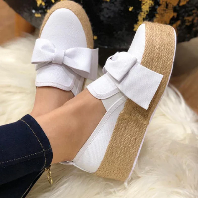 

2022 Autumn Women Flats Shoes Platform Sneakers Slip On Big Bow Ladies Loafers Moccasins Casual Shoes Woman Size 35-43