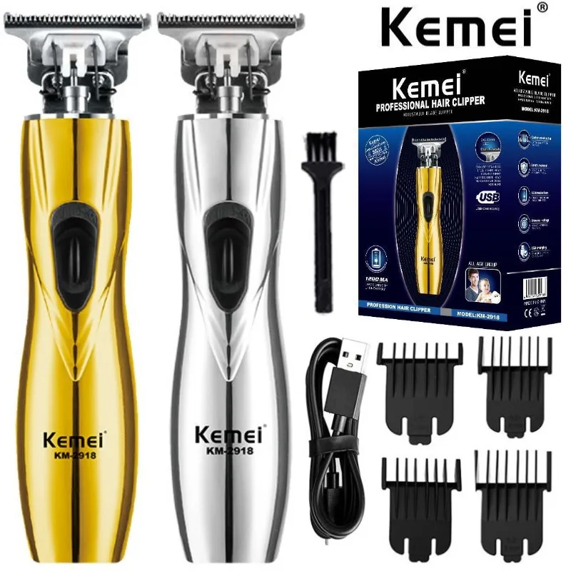 

Kemei hair trimmer KM-2918 USB rechargeable hair clipper haircut machine beard trimmer oil head hair carving white clipper