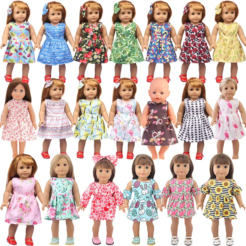

21 стиль на выбор, одежда с цветочным платьем, подходит для 18-дюймовых кукол американской девочки, одежда и аксессуары, игрушки для девочек