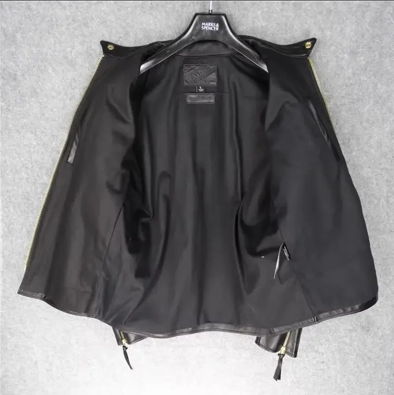 Лучшие магазины.Супер продажи.Классическое кожаное пальто в стиле Motor Rider