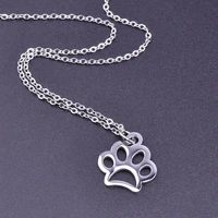 stainless steel necklaces for women men chain neck necklace bear paw pendant charm animal fashion jewelry silver color best gift