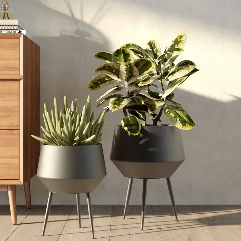 

Huxley Mid Century Modern Planters - Black (Set of 2)