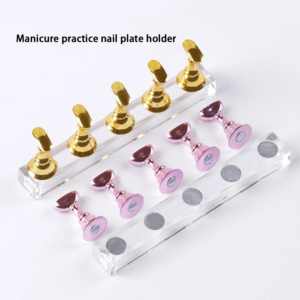

5pcs Nail Chess Board Magnetic Tips Nail Art Practice Display Stand Practice Holder Set Polish Gel Color Chart Tool for Manicure