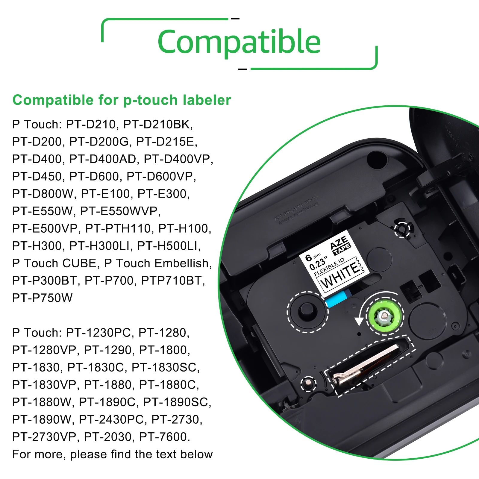 Гибкий ID ламинат 10PK совместимый с Brother TZE-FX211 6 черный на белом картридже для