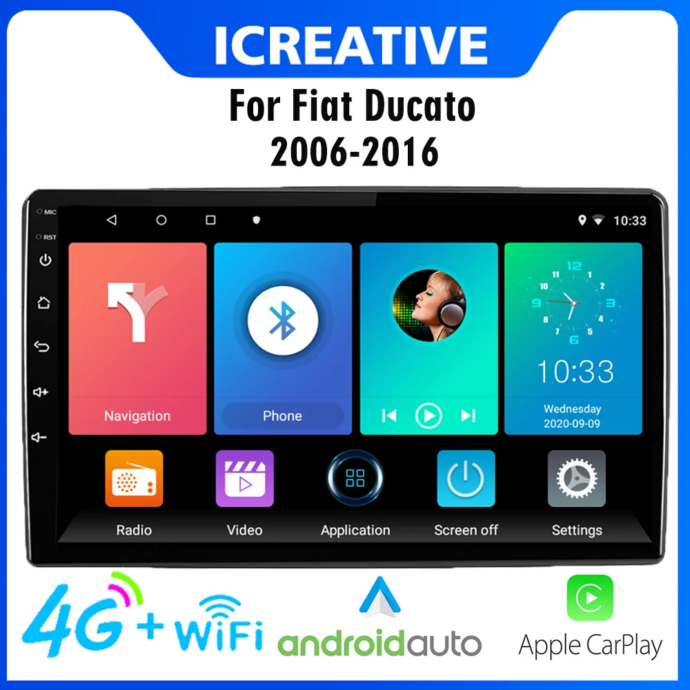 

For Fiat Ducato 2006-2016 4G Autoradio 9" 2 Din Android Car Multimedia Player Carplay Wifi Navigation GPS Head Unit Stereo