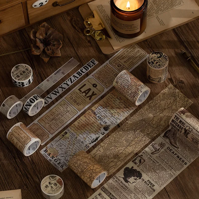 

Vintage Number Bill Stamp Map Washi Paper Sticker DIY Diary Journal Decoration Label Sticker Album Scrapbooking