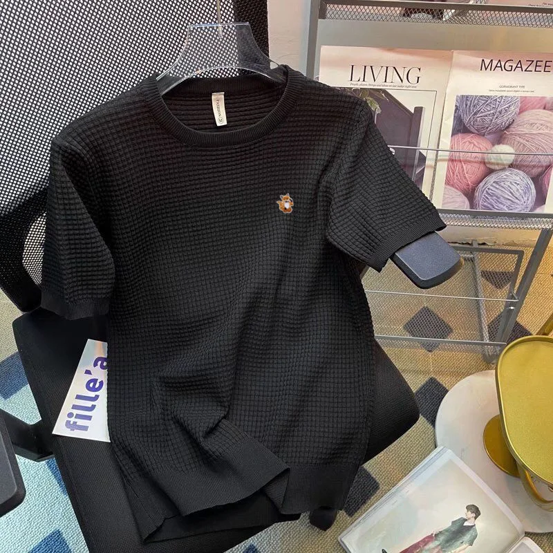 

Mens Luxury Maison Fox Mascot Embroidery Brand Logo Knitting Polo Shirt Male Short Sleeve Slim Fit Polo T Shirt Golf Men Tops