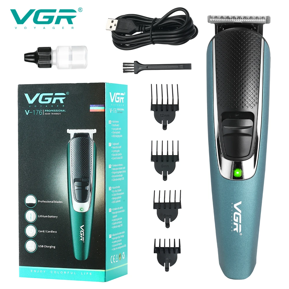 

VGR Electric Hair Cutting Machine Bald Trimmer Cordless Carving Man's Haird Clipper Barber Professional USB Rechargeable V-176