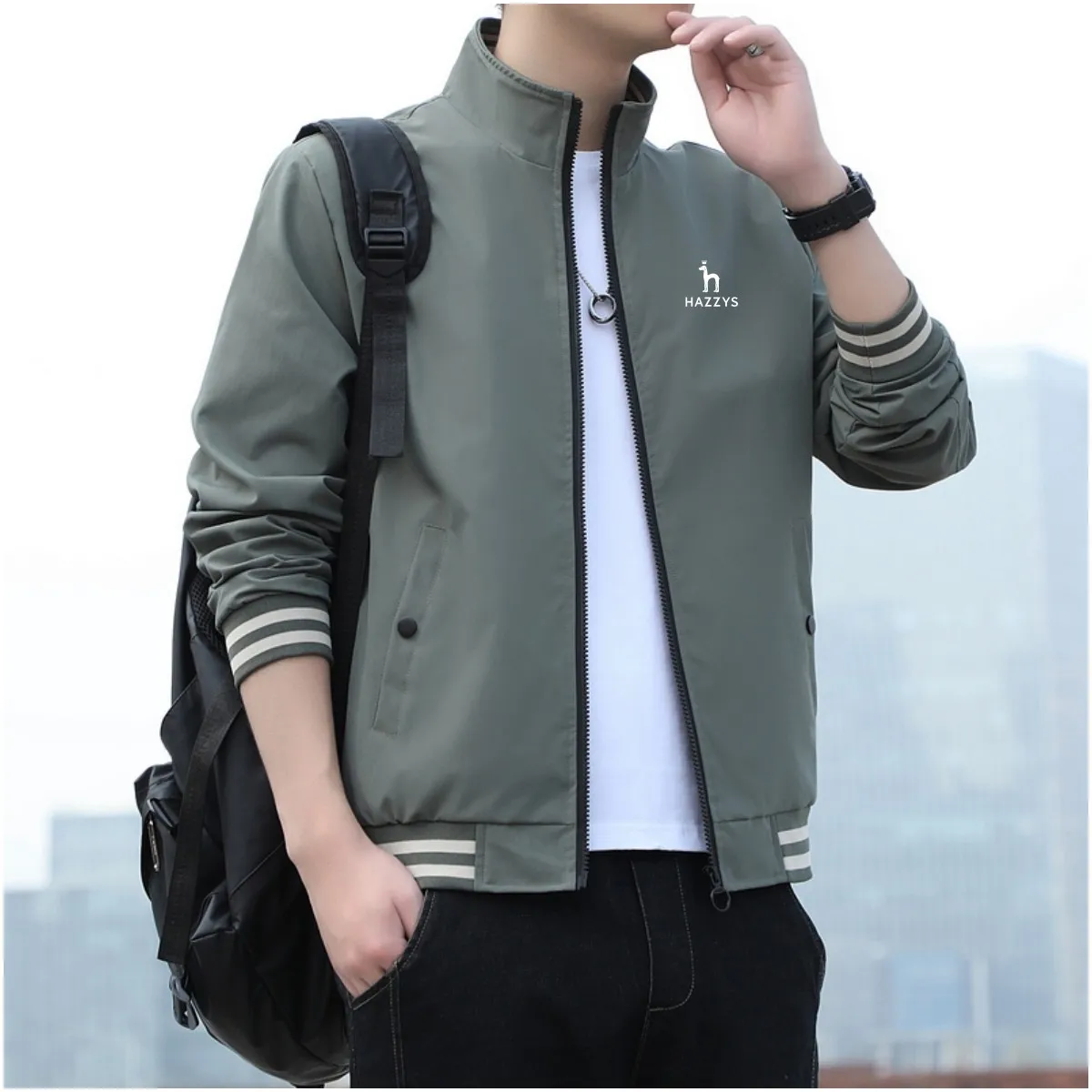 

HAZZYS High-quality spring 2023 men's fashion men's long sleeve collar jacket relaxed joker leisure