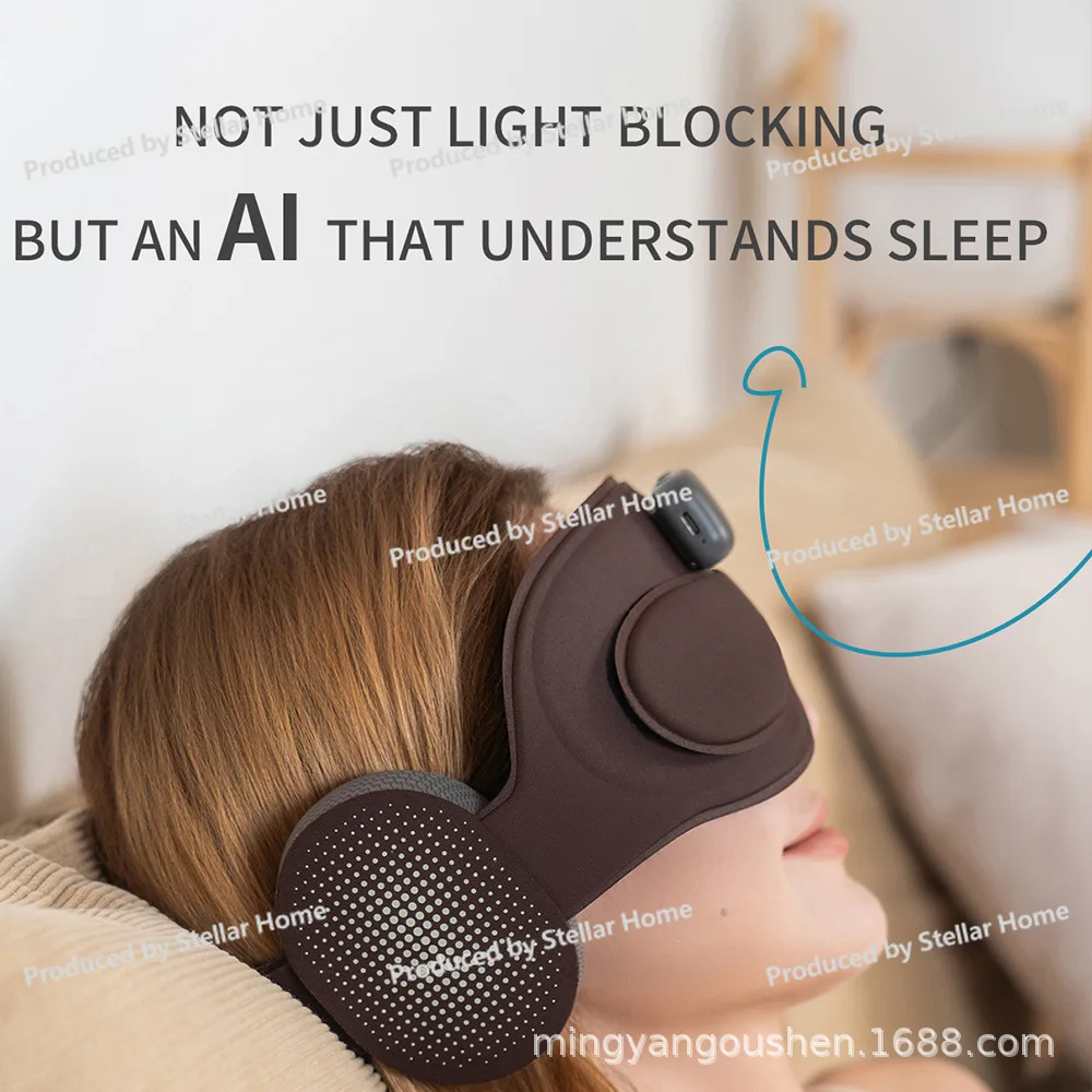Фото Ai Smart Meditation Instrument Sleep App Маска для глаз Bluetooth Музыка затемняющая маска для глаз Черная технология Портативная защита глаз №3