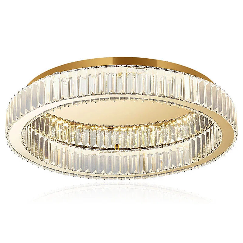

Luxury Modern Gold Crystal Glass Round Ceiling Chandelier for Living Room Bedroom Study Led Indoor Lighting Decor
