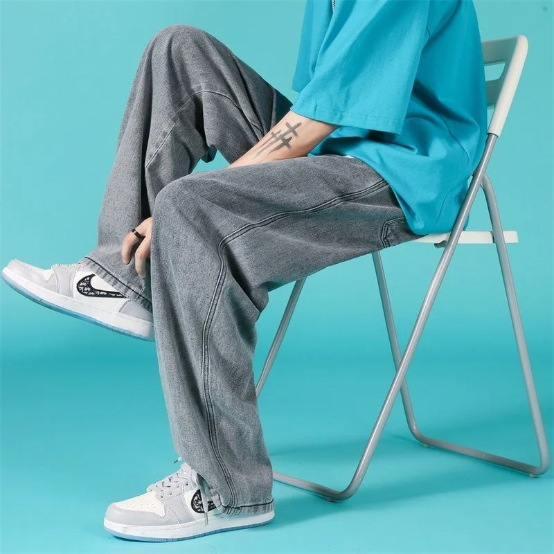 4 Colors Baggy Jeans Men Fashion Casual Wide Leg Jeans Men Streetwear Loose Hip Hop Straight Denim Pants Mens Trousers M-2XL