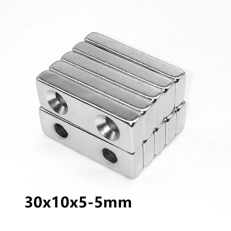 

2~50PCS 30x10x5-5mm Countersunk Block Strong Powerful Magnets Hole 5mm 30x10x5-5 Rectangular Neodymium Magnets 30*10*5-5