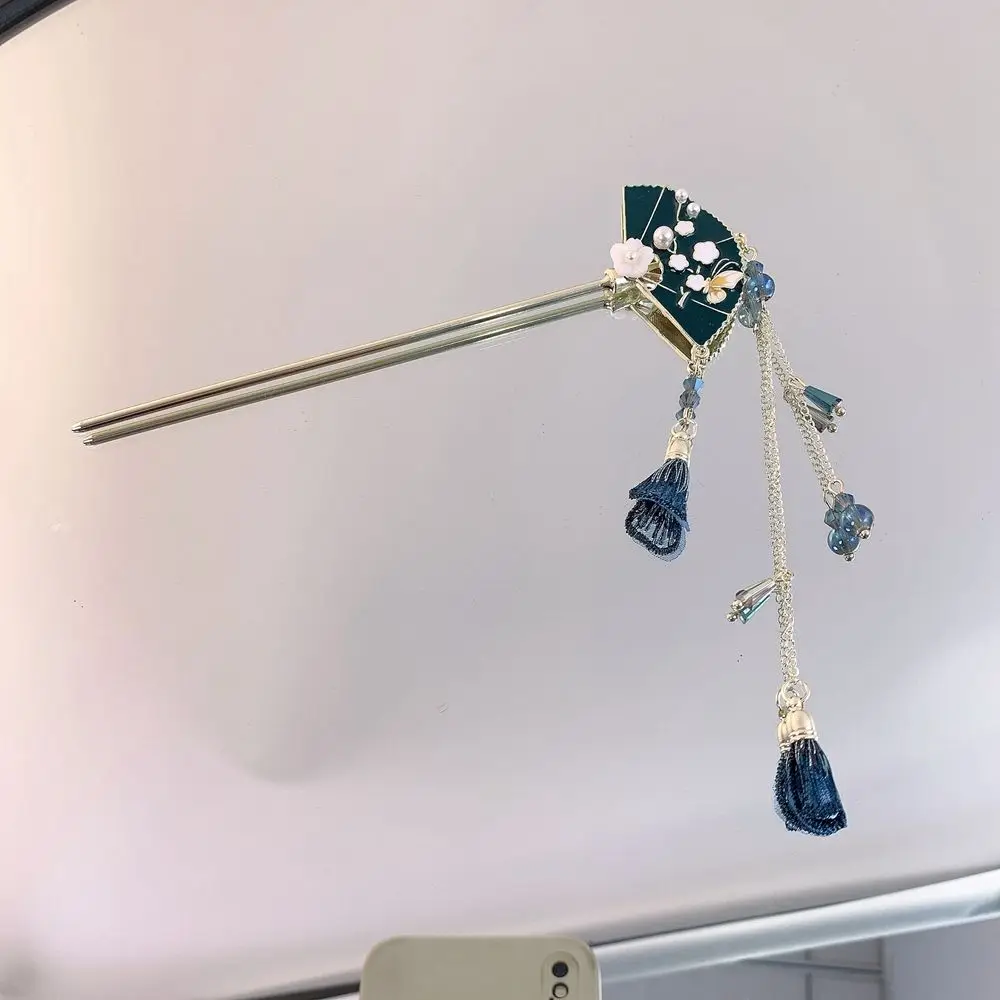 

Винтажные заколки в форме веера в китайском стиле, темпераментные Цветочные заколки для волос в форме бабочки, сказочные длинные шпильки в ...