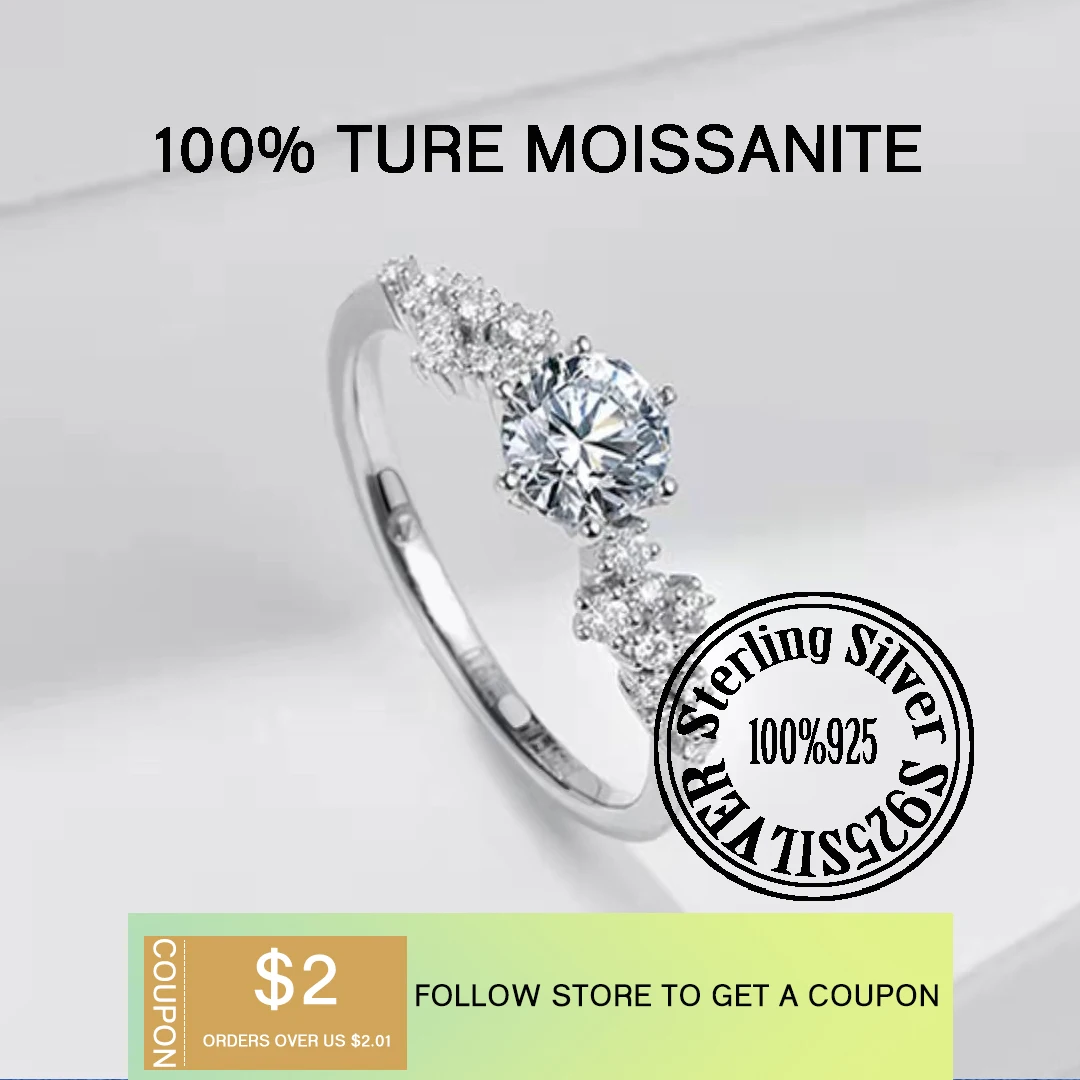 

Женское кольцо из серебра 925 пробы, с муассанитом