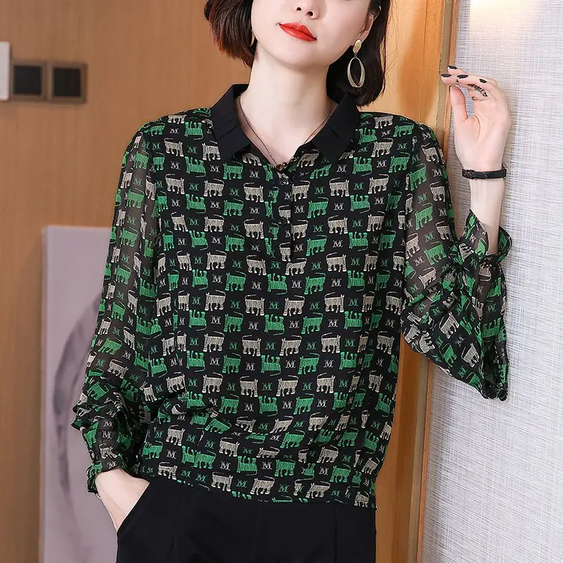 

High-end Taiwan Yarn Atmosphere Show Thinness Lady Lace Tops 2023 New Women Fashion Casual Comfortable Chiffon Shirt