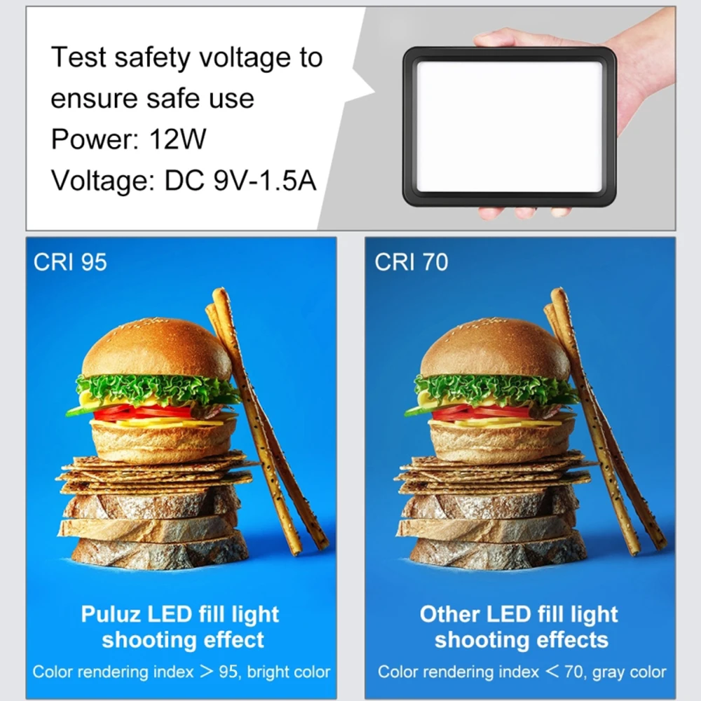 Компактная Светодиодная панель PULUZ 12 Вт освещение для фотосъемки и видеосъемки