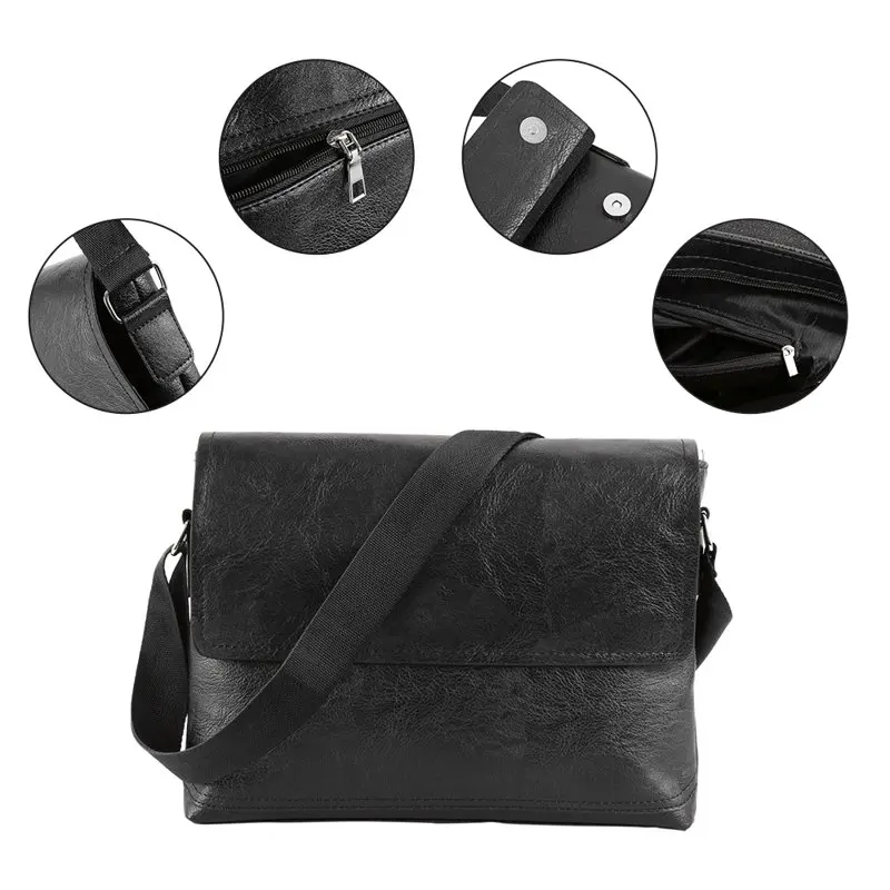 

Leather Unique Fasionable Unique Vintage Unisex Leather Travel Satchel Men Handbag Laptop Messenger Bag Pu Shoulder Briefcase Co