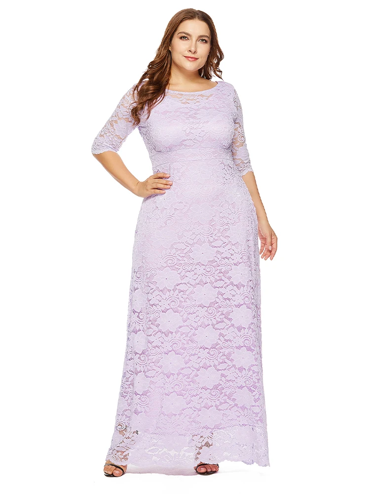 2022 Casual Street For Summer Women Sexy Party Lace Dresses Plus Size Women Clothing Fashion O Neck Evening Long dress