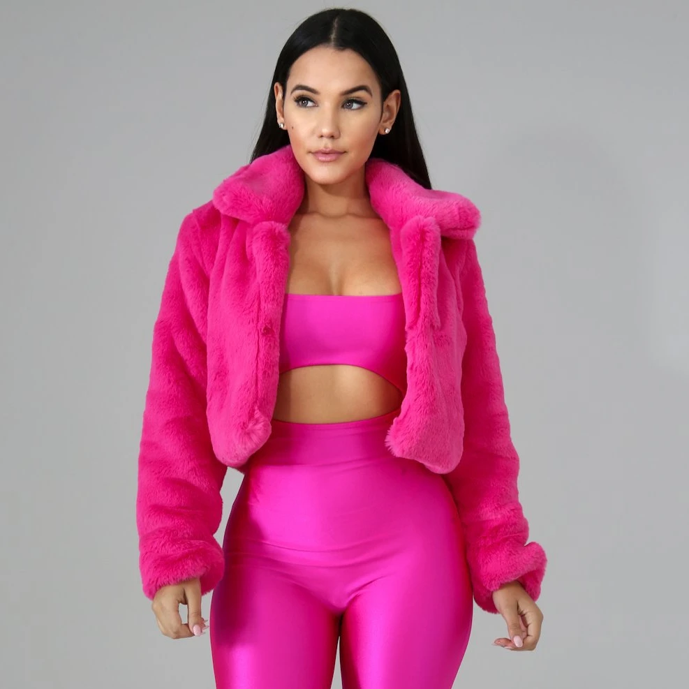 

2023 Turn-down Collar Short Jackets Autumn Winter Women's Plush Warm Coats Fashion Streetwear Female Tops Cardigan Outerwears