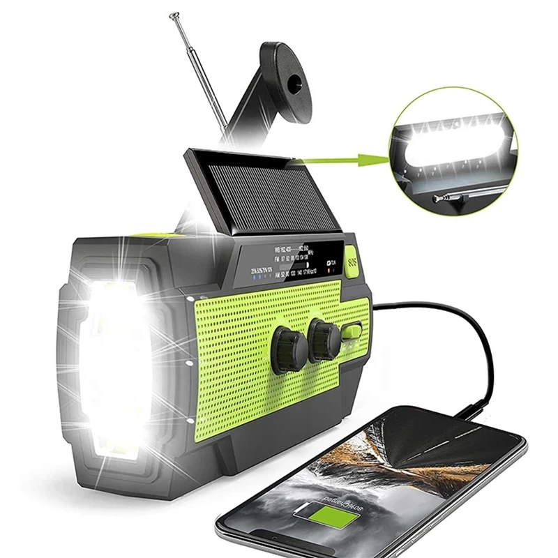 

2022 new wireless outdoor radio hand-cranked solar speaker portable mountaineering camping emergency survival support FM radio