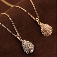 princess angels cry ol graceful and fashionable short large water drop full diamond necklace crystal water drop necklace