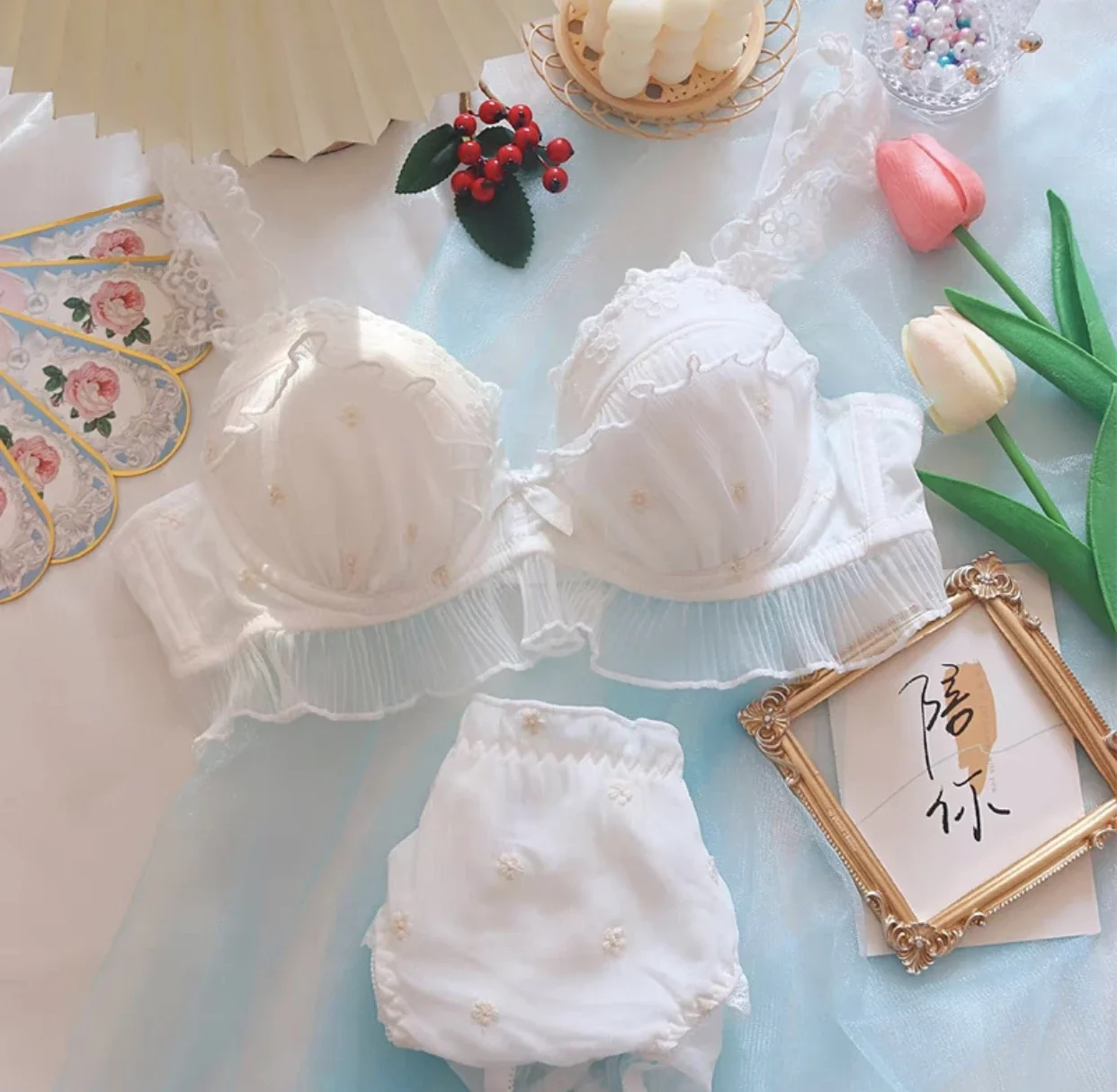 Японское нижнее белье в стиле Лолиты трусики милое и кружевное женский комплект