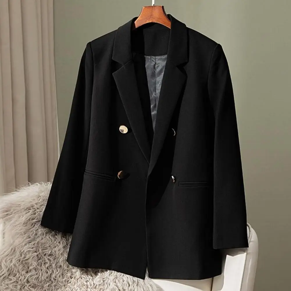 

Womens Business Blazer Long Sleeve Open Front Button Slim Lady Coat Lapel Straight Pockets Work Office Formal Blazer Suit Jacket