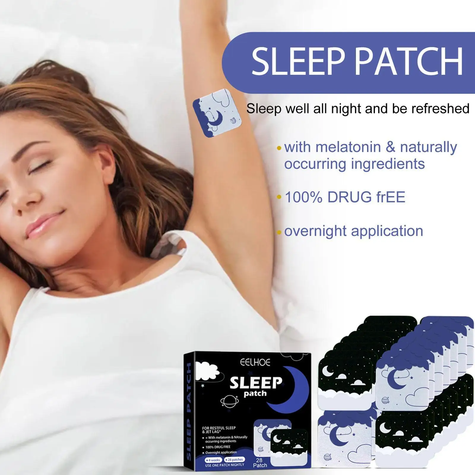 

Natural Sleepy Patch Promote Sleep Aid Sleeping Sticker Anxiety Relieving Beauty Improve Massage Health Insomnia Stress J7Y9