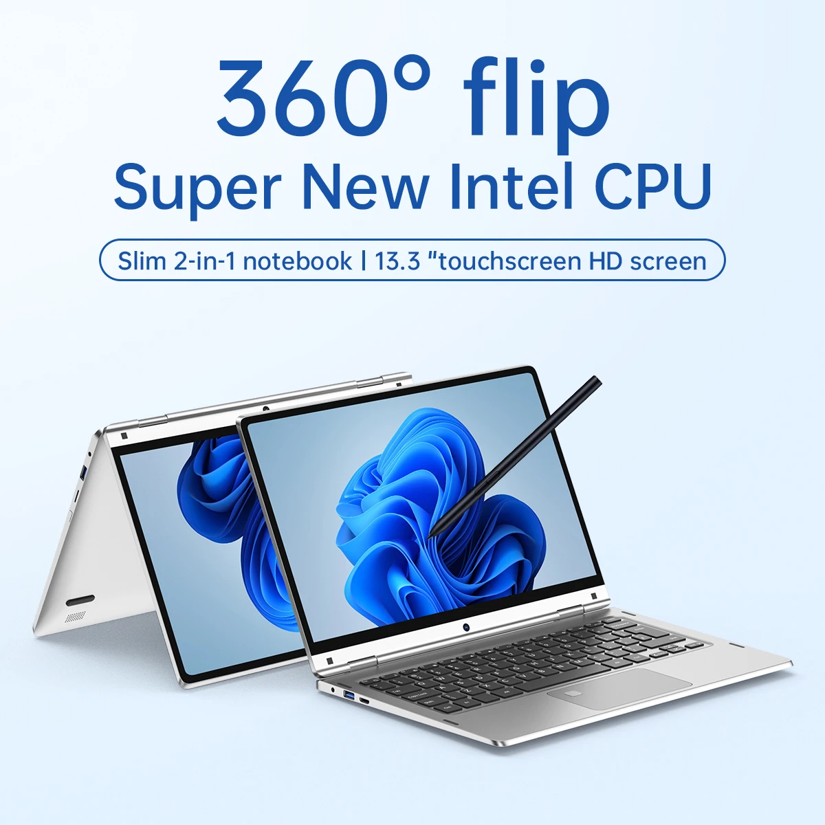 

Laptop gaming computer 13.3-inch 2K HD 360 ° flip touchscreen Intel Celeron J4105 fingerprint recognition 1TB SSD windows11 PC