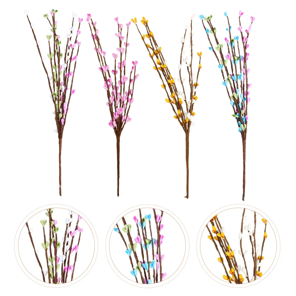 

4PCS Easter Tree Branch Decors Artificial Eggs Branch Realistic Egg Tree Ornaments